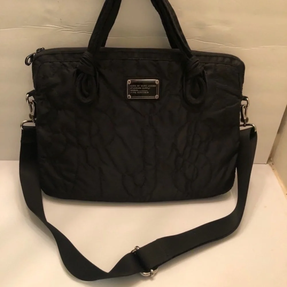 Marc by Marc Jacobs black quilted laptop bag case